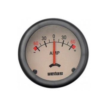 Ammeter AMPW cream 12/24V (+/- 60A) cut-out Dia. 52 mm with built-in shunt
