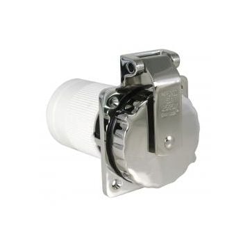Shore power inlet 6373EL-B 50A 125/ 250V 4 wire with SS body & rear safety enclosure