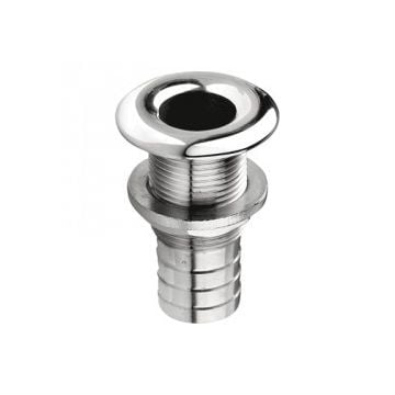 Thru-hull 2" SS316 fitting with hose connection & rounded flange