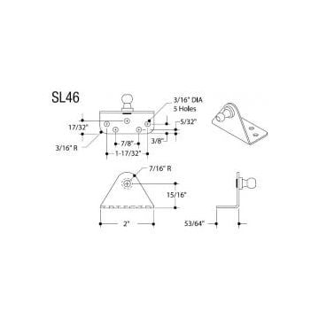 Bracket SL46 SS 10mm forward ball pem & 5 holes