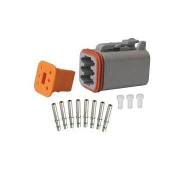Repair pack DT 6 cavity plug includes (1) 6 way plug, (1) 6 way wedge lock, (8) socket & (3) cavity plug