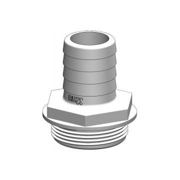 Hose connector White 1-1/2" x 32 mm BSP GRP