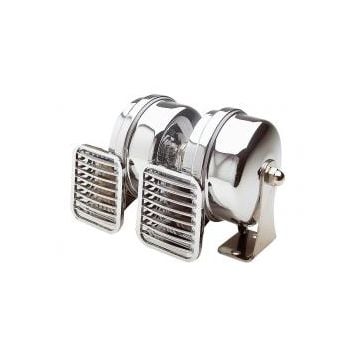 Horn compact 24V double Low/high pitch 112dB Type TN L160xB79xH90 mm (Made of chrome plated ABS & S with SS mounting brackets)