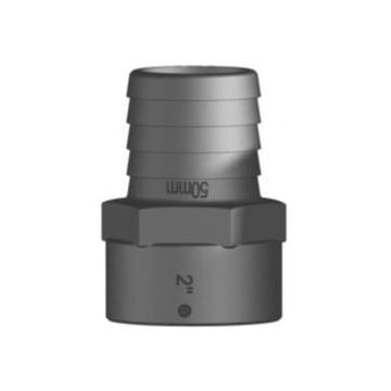 Hose connector black F 2"x50mm female BSP GRP