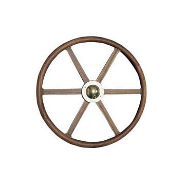 Steering Wheel Type 19 600mm Chrome Teak Spoke and Rim