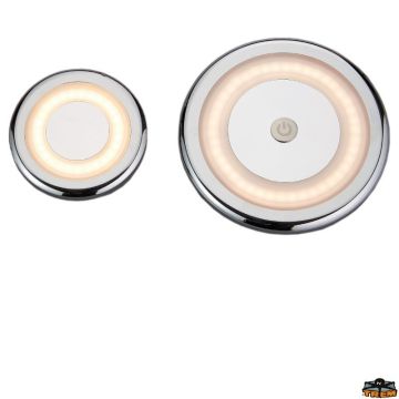 Light Ceiling LED 12/24V 8W 558lm 3000K Warm White 120mm OD IP65 Chromed Aluminium Touch Switch