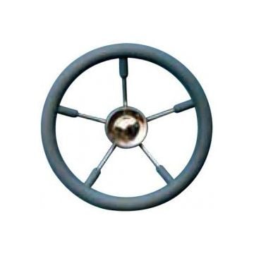 Steering Wheel type 12 Dia. 450 mm Grey SS fitting & 6 spokes PU foam rim