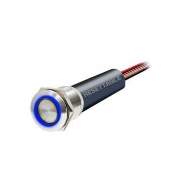 Switch Push Button Momentary BT10LEDSW-MRF 12V 10A Stainless Steel Red LED Resettable