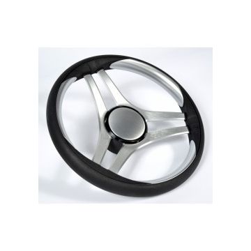Steering Wheel Molinara Dia.350 silver spokes & black rim including keyed hub kit
